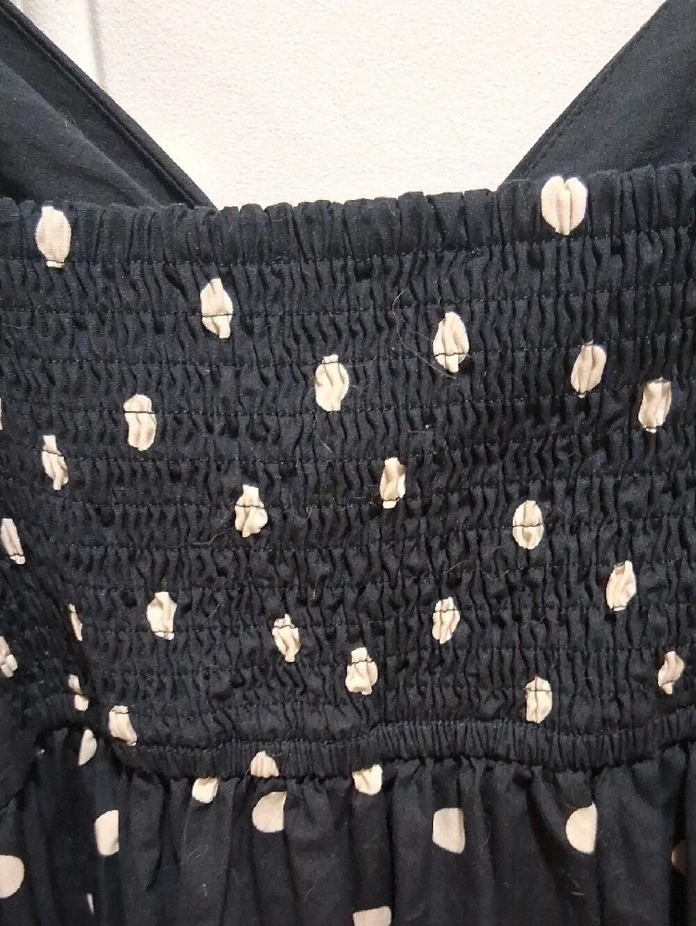 Abercrombie & Fitch Black Maxi Dress with White Polka Dots and Tie Front